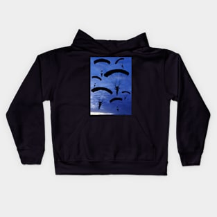 Parachuter's enjoying time in the blue sky as a group Kids Hoodie